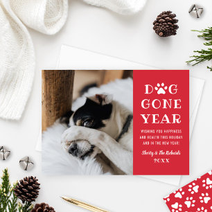 Cartes Pour Fêtes Annuelles Photo de l'animal de compagnie drôle rouge année c