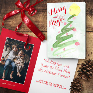 Cartes Pour Fêtes Annuelles Photo de l'arbre de Noël de l'Aquarelle Abstraite