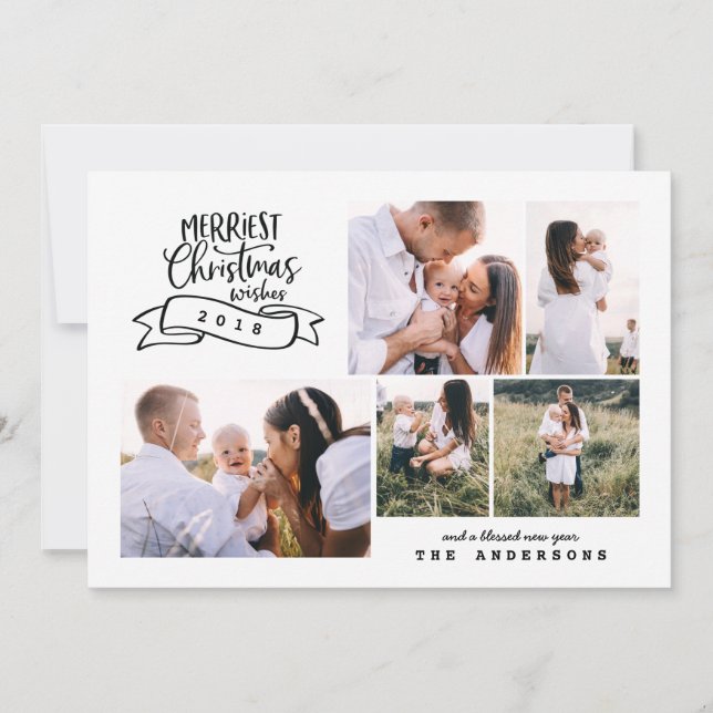 Cartes Pour Fêtes Annuelles photo de l'écriture moderne de noël le plus agréab (Devant)