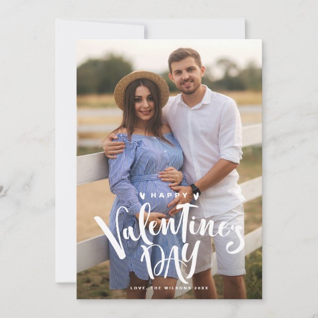 Cartes Pour Fêtes Annuelles Photo de l'Heureuse Sainte-Valentin blanc (Devant)