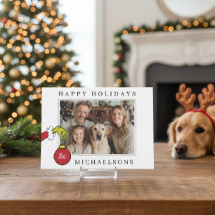 Cartes Pour Fêtes Annuelles Photo de l'ornement tenu par le Grinch personnalis
