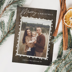 Cartes Pour Fêtes Annuelles Photo de lumières de Noël rustiques