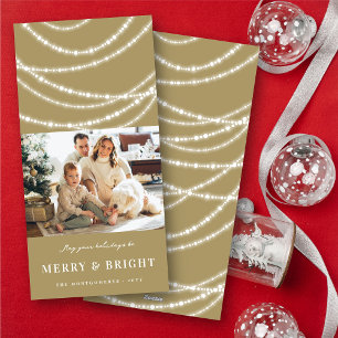 Cartes Pour Fêtes Annuelles Photo de lumières scintillantes de Noël Merry & Br