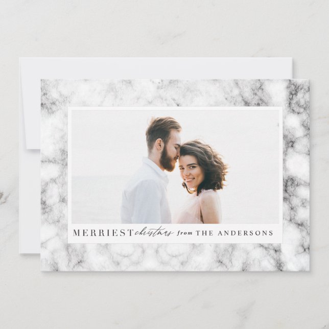 Cartes Pour Fêtes Annuelles Photo de marbre de Noël la plus belle (Devant)