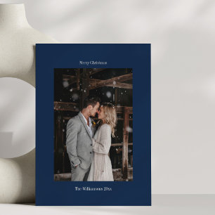 Cartes Pour Fêtes Annuelles Photo de mariage bleu marine Joyeux Noël Nouvellem