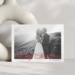 Cartes Pour Fêtes Annuelles Photo de mariage de Noël avec écriture rouge minim