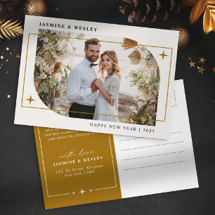 Cartes Pour Fêtes Annuelles Photo de mariage de Noël minimaliste en or