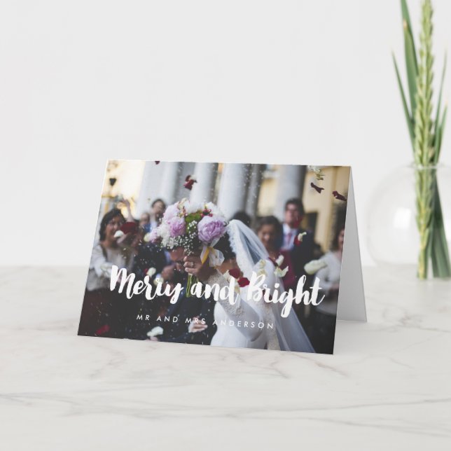 Cartes Pour Fêtes Annuelles Photo de mariage tendance joyeux et lumineux (Devant)