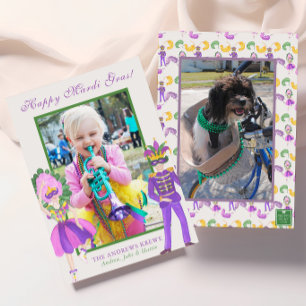 Cartes Pour Fêtes Annuelles Photo de masquerade Mardi Gras à l'aquarelle