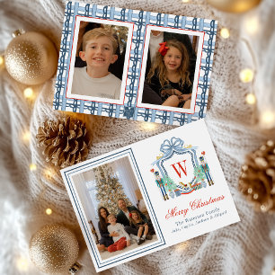 Cartes Pour Fêtes Annuelles Photo de monogramme initial à l'aquarelle Crête de