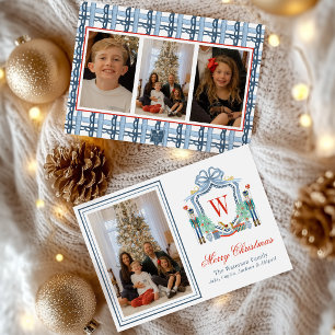 Cartes Pour Fêtes Annuelles Photo de monogramme initial à l'aquarelle Crête de