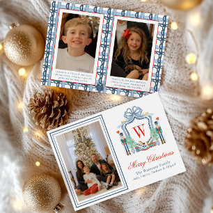 Cartes Pour Fêtes Annuelles Photo de monogramme initial à l'aquarelle Crête de