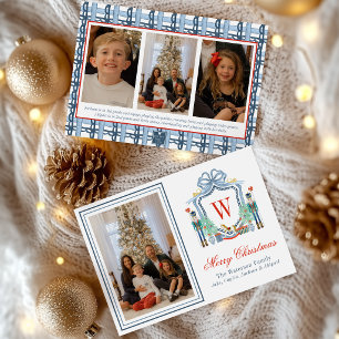 Cartes Pour Fêtes Annuelles Photo de monogramme initial à l'aquarelle Crête de