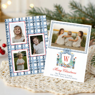 Cartes Pour Fêtes Annuelles Photo de monogramme initial Casse-Noisette en aqua