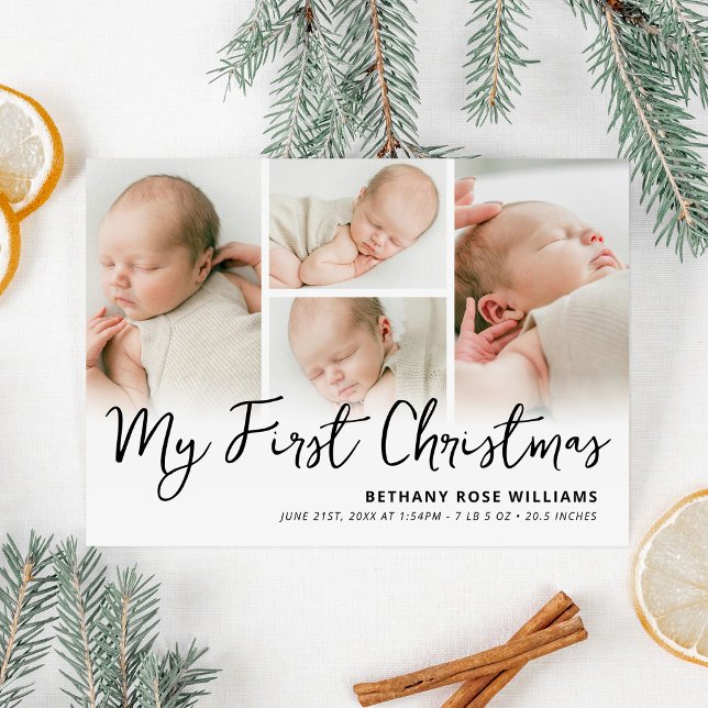 Cartes Pour Fêtes Annuelles Photo de naissance de mon premier bébé de Noël (Créateur téléchargé)