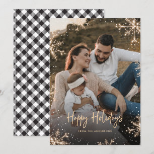 Cartes Pour Fêtes Annuelles Photo de neige de Flamme de neige plate en noir et