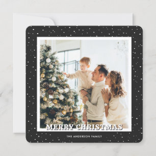 Cartes Pour Fêtes Annuelles Photo de neige en noir et blanc Joyeux Noël