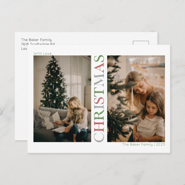 Cartes Pour Fêtes Annuelles Photo de Noël (Devant / Derrière)