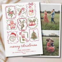 Photo de Noël 3 gribouillis aquarelle dessinée à l