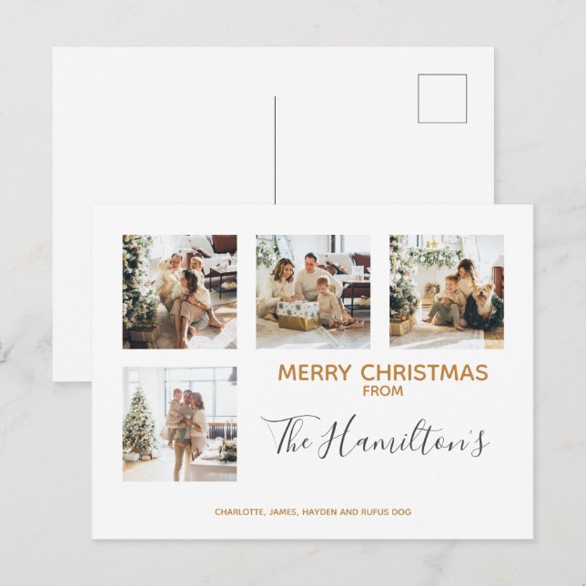 Cartes Pour Fêtes Annuelles Photo de Noël 4 personnalisée (Devant / Derrière)