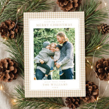 Photo de Noël à carreaux beige