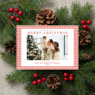 Cartes Pour Fêtes Annuelles Photo de Noël à carreaux rouges