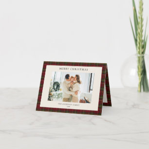 Cartes Pour Fêtes Annuelles Photo de Noël à carreaux rouges minimaliste classi