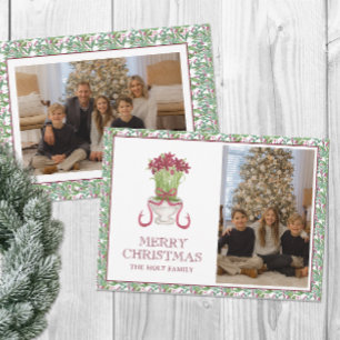 Cartes Pour Fêtes Annuelles Photo de Noël à l'amaryllis burgundy aquarelle