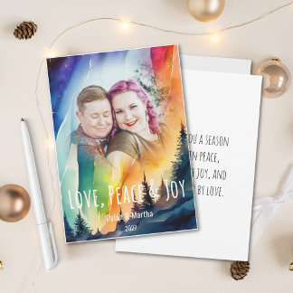 Cartes Pour Fêtes Annuelles Photo de Noël à l'aquarelle Aurore gay