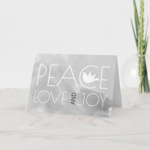 Cartes Pour Fêtes Annuelles Photo de Noël à l'aquarelle grise de paix d'amour