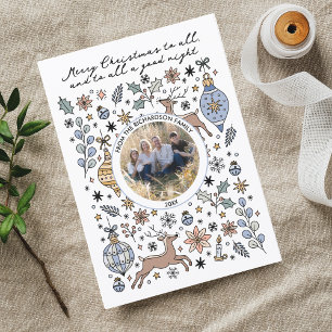 Cartes Pour Fêtes Annuelles Photo de Noël à main levée Bonne Nuit à Tous 