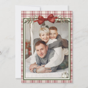 Cartes Pour Fêtes Annuelles Photo de Noël à noeud papillon à carreaux