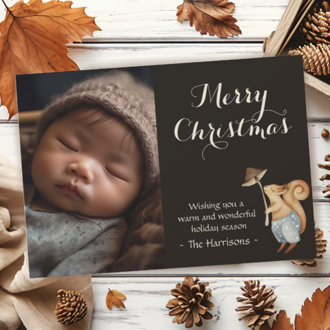 Cartes Pour Fêtes Annuelles Photo de Noël animal de la forêt de Whimsal (Créateur téléchargé)