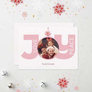 Cartes Pour Fêtes Annuelles Photo de Noël au poinsettia rose pour l'amour, la