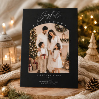 Cartes Pour Fêtes Annuelles Photo de Noël avec arche de script joyeux et gai