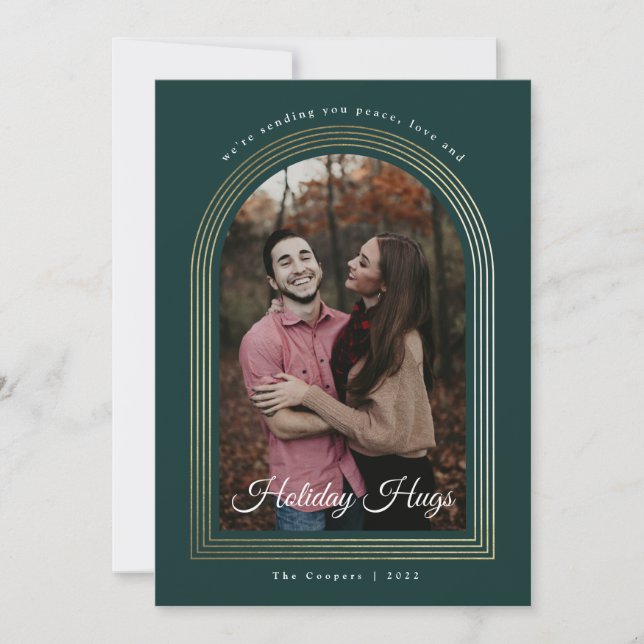 Cartes Pour Fêtes Annuelles Photo de Noël avec arches dorées (Devant)