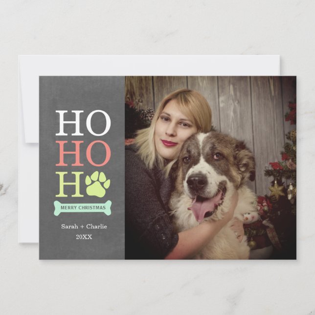 Cartes Pour Fêtes Annuelles Photo de Noël avec empreinte de patte de chien Ho  (Devant)