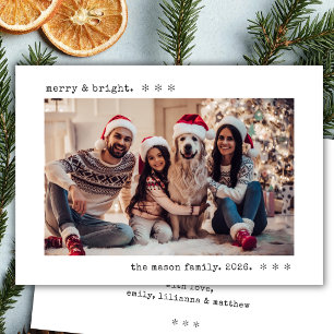 Cartes Pour Fêtes Annuelles Photo de Noël avec machine à écrire noire Merry &
