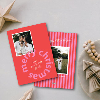Cartes Pour Fêtes Annuelles Photo de Noël avec texte incurvé moderne et gras