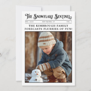 Cartes Pour Fêtes Annuelles Photo de Noël avec titre personnalisé de journal v