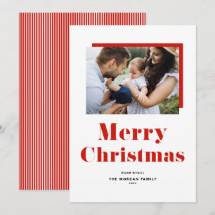 Cartes Pour Fêtes Annuelles Photo de Noël avec typographie festive rouge en gr