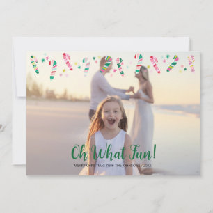 Cartes Pour Fêtes Annuelles Photo de Noël avec un bonbon rayé multicolore