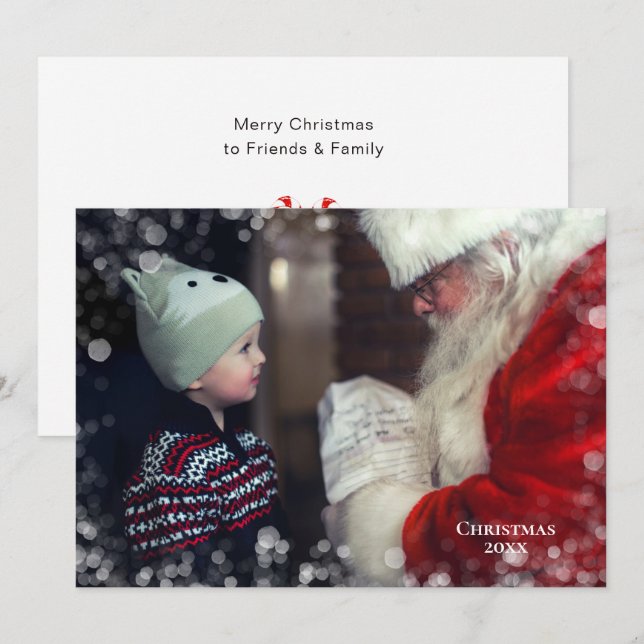 Cartes Pour Fêtes Annuelles Photo de Noël Bokeh Overlay Card 2 Côté (Devant / Derrière)