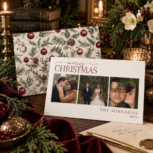 Cartes Pour Fêtes Annuelles Photo de Noël botanique aux canneberges romantique