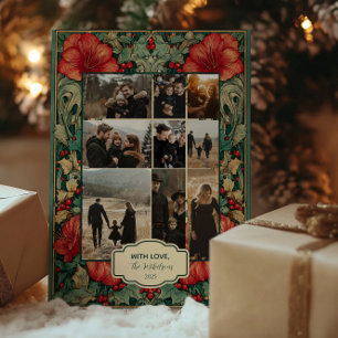 Cartes Pour Fêtes Annuelles Photo de Noël botanique d'amaryllis rouge vintage