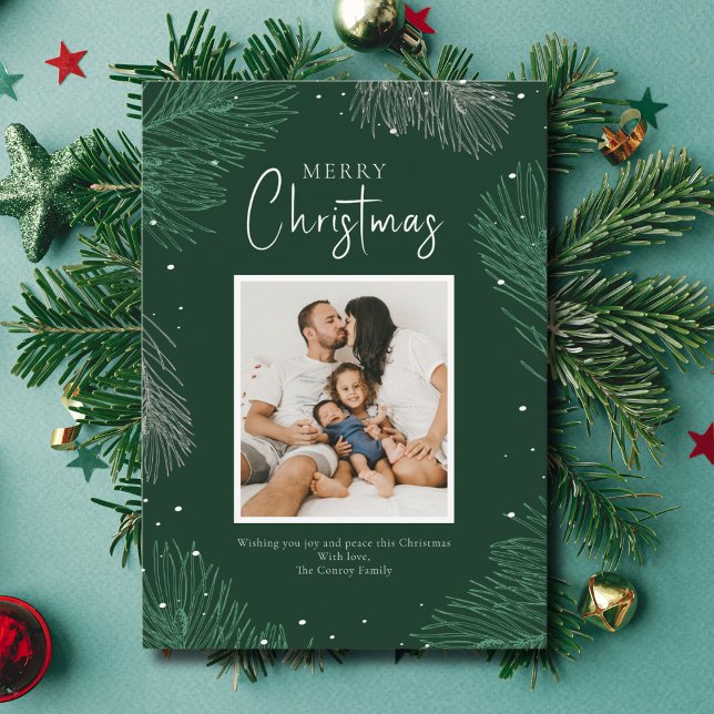 Cartes Pour Fêtes Annuelles Photo de Noël botanique moderne (Créateur téléchargé)