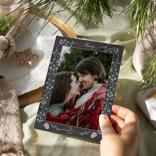 Cartes Pour Fêtes Annuelles Photo de Noël botanique moderne gris