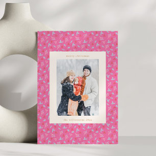 Cartes Pour Fêtes Annuelles Photo de Noël botanique rose festif mignon