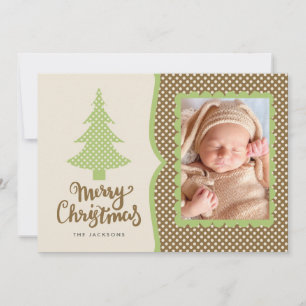Cartes Pour Fêtes Annuelles Photo de Noël Brown et verte des Pois