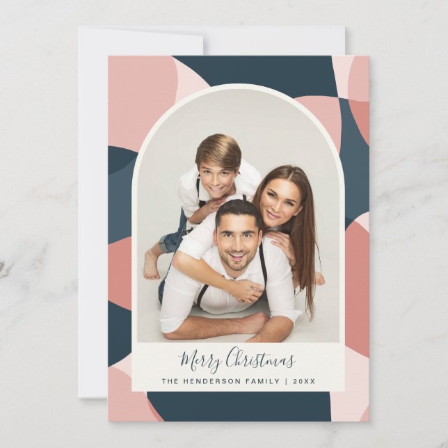 Cartes Pour Fêtes Annuelles Photo de Noël Cadre Aréré Corail Bleu (Devant)